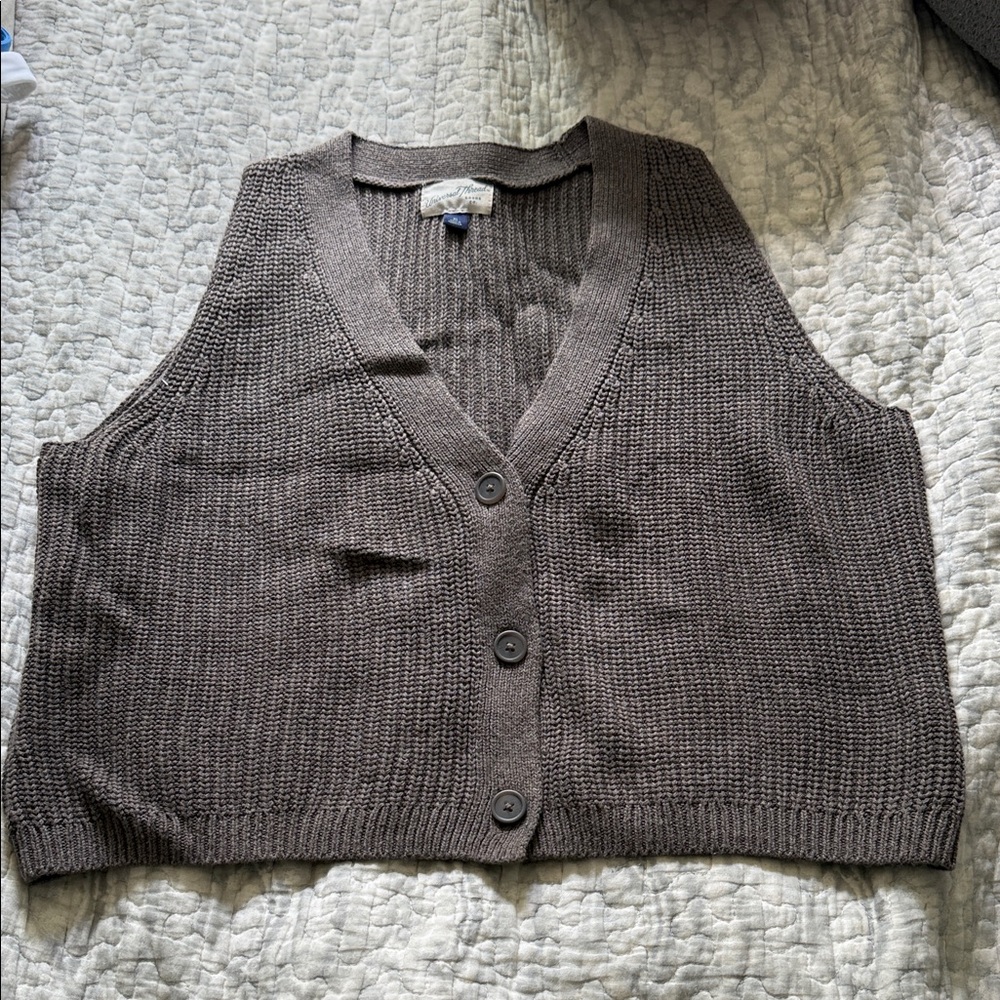 Universal Thread Brown Knit Button-Up Cardigan Ve… - image 1